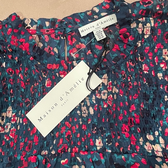 Madison d’Amelie Green Floral Top Sleeveless Pleated Blouse, Rich Colors. Sz M - Picture 7 of 16